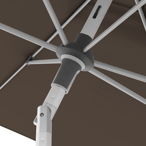 doppler Mittelmastschirm EXPERT 220 x 140 Auto-Tilt, Aluminium Silber / 100 % Polyester 180 g/m²