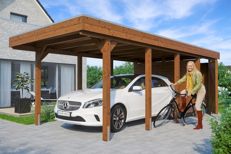 Skan Holz Friesland - Flachdach Einzelcarport Profil - Breite 314 cm Nadelholz