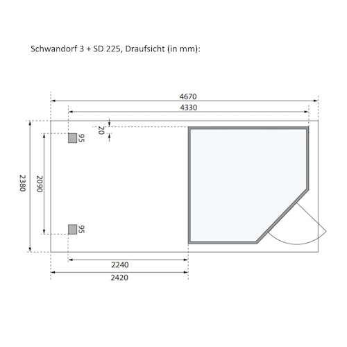 Karibu Woodfeeling Gartenhaus Schwandorf 3/5 inkl. 225 cm Schleppdach//Seiten- und Rückwand