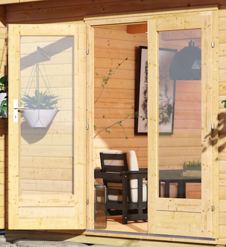 Karibu Saunahaus Mainburg 2 mit Vorraum - 38 mm inkl. gratis Sauna-Zubehörset im Wert von 234,94 €