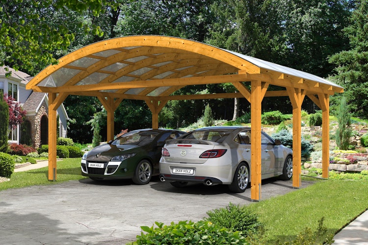 Skan Holz Franken - Bogendach Doppelcarport aus Leimholz Breite 635 cm