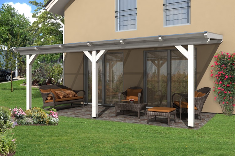 Skan Holz Terrassenüberdachung Andria aus Leimholz mit Mittelpfosten Breite 648 cm