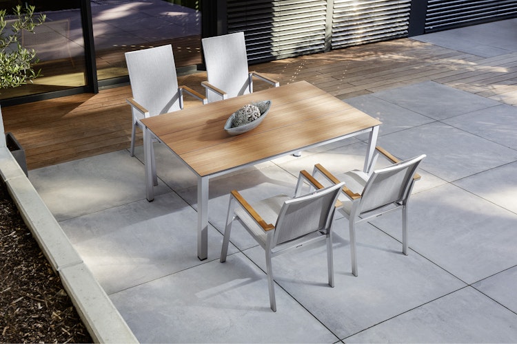 Kettler Stapelsessel RASMUS mit hoher Rückenlehne, Aluminium Silber / Outdoorgewebe Hellgrau - Sonderaktion