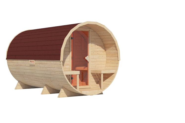 Karibu Saunahaus Fasssauna 3 - 38 mm Sparset inkl. Schindeln inkl. gratis Sauna-Zubehörset im Wert von 234,94 €