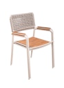 Vorschaubild Garden Pleasure Gartenmöbel Set CARMEL, Tisch 150 x 90 + 4 Stapelsessel, Stahl Weiß / Teak / Rope