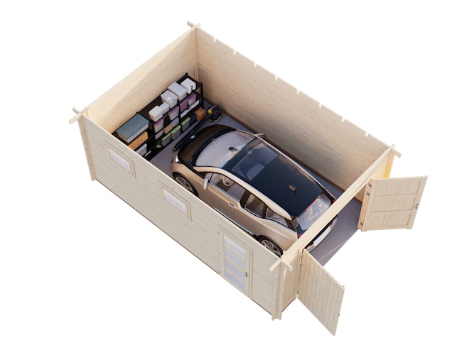 Palmako Garage Rasmus 19,0 m² - 44 mm - mit Holztor