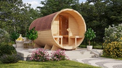 Karibu Saunahaus Fasssauna 3 - 38 mm inkl. gratis Sauna-Zubehörset im Wert von 234,94 €