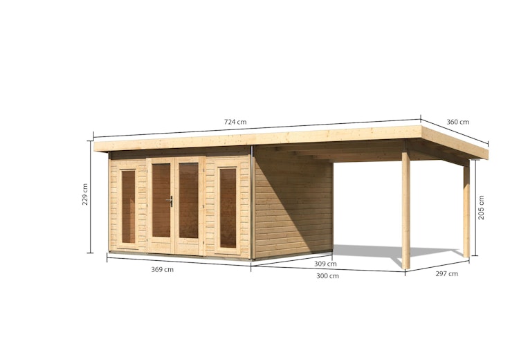 Karibu Premium Gartenhaus Radeburg 2 - 40 mm (Homeoffice-Gartenhaus)