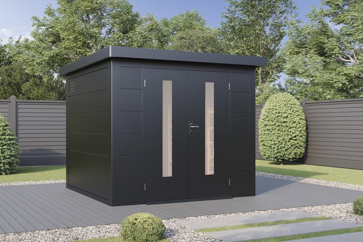 Wolff Finnhaus Premium Metall Gartenhaus Eirik 2424 Anthrazit