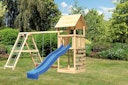 Vorschaubild Akubi Kinderspielturm Lotti mit Satteldach inkl. Wellenrutsche, Doppelschaukelanbau, Klettergerüst und Kletterwand
