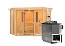 Vorschaubild Karibu Multifunktions-Sauna Asta inkl. Infrarotstrahler mit Eckeinstieg 68 mm