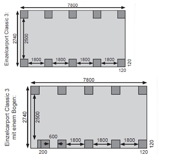 Karibu Carport Einzelcarport Classic Einzel 3 - kesseldruckimprägniert