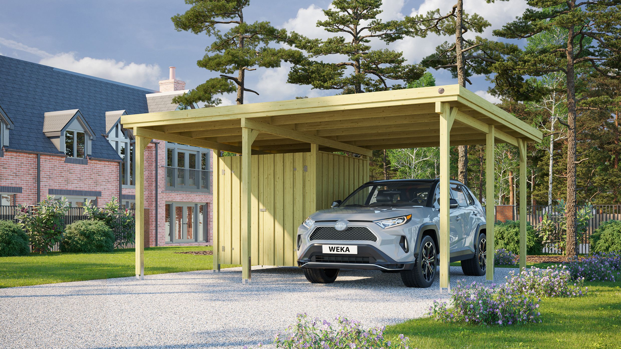 Weka Carport 607 inkl. Geräteraum 1/2/3
