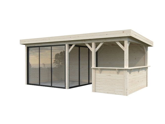 Palmako Gartenhaus Connect Lenna 16,6 m² Set 707 Slide Plus mit Isolierglas-Schiebetüren - 28 mm