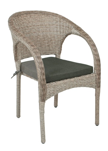 Garden Pleasure Gartenmöbel Set DIJON / BASTIA, Tisch 200 x 100 + 6 Stapelstühle, Polyrattan Ingwerbraun / Glasplatte / Kissen 100 % Polyester Anthrazit