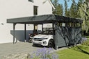 Vorschaubild Skan Holz Carport Friesland Hybrid Set 13 557x555 cm inkl. Rück- und Seitenwände aus Aluminium