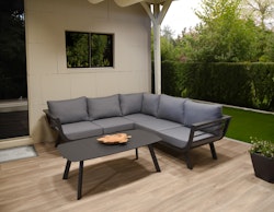 Garden Pleasure Lounge-Gruppe AURELIA, Aluminium Dunkelgrau / 100 % Polyester Grau