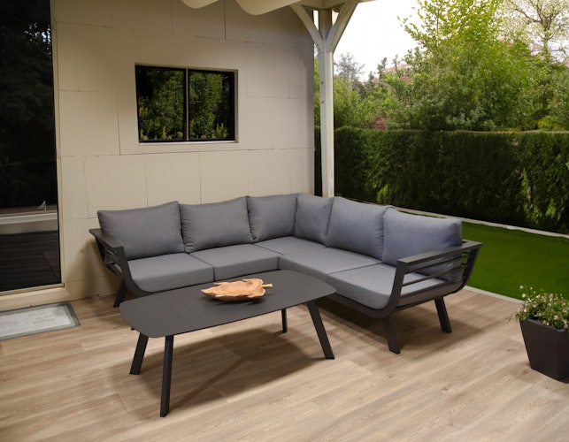 Garden Pleasure Lounge-Gruppe AURELIA, Aluminium Dunkelgrau / 100 % Polyester Grau