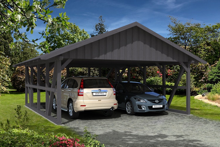 Skan Holz Schwarzwald - Satteldach Doppelcarport Breite 684 cm
