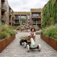 EXIT Foxy Gokart mit Anhänger - Retro Grün