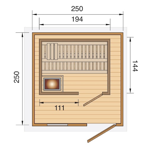 Weka Blockbohlen Saunahaus Mikkeli inkl. Elementsauna 28/68 mm