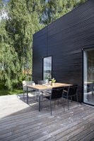 Cinas Gartenmöbel Set MOOD, Tisch 170 x 100 + 4 Stühle, Aluminium / Teak / Kunststoff-Lamellen