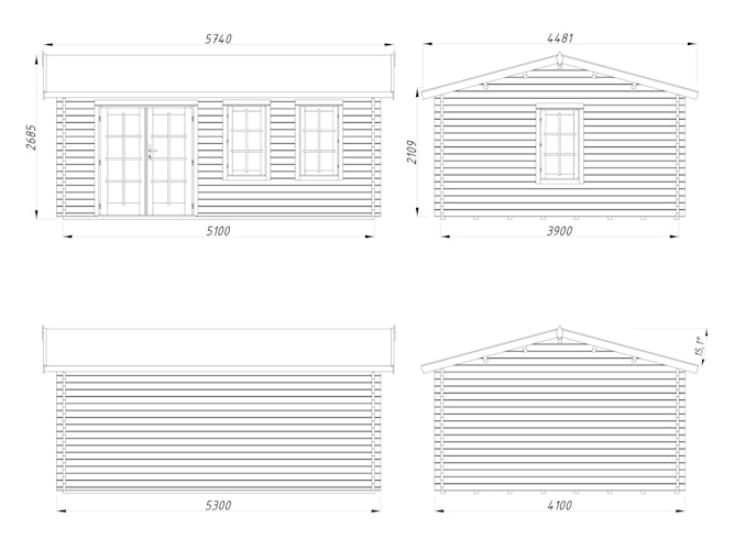 Palmako Gartenhaus Iris 19,1 m² - 44 mm
