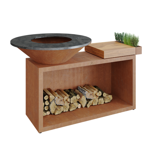 OFYR Plancha Grill Island Corten 100 Teakholz