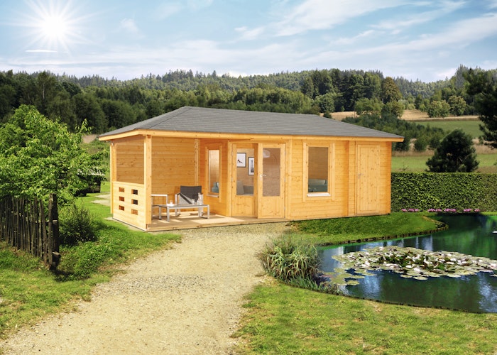 Wolff Finnhaus Gartenhaus Anna 40-A/1+2-Raum mit 250 cm Terrasse 