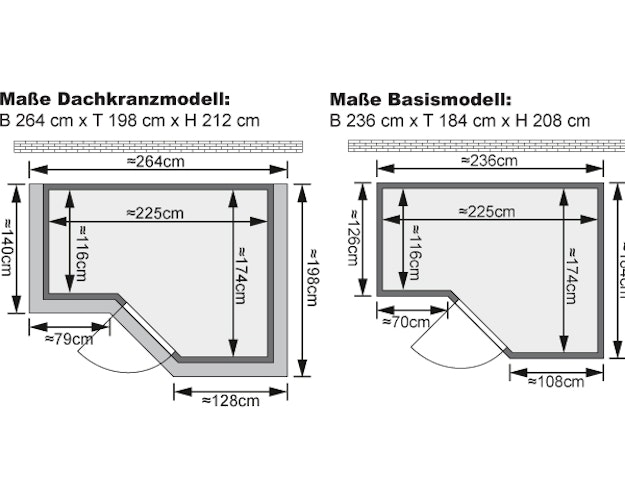 Karibu Sauna Amara-Massivholzsauna 38 mm -Eckeinstieg - Exklusivoptik inkl. gratis Sauna-Zubehörset im Wert von 234,94 €