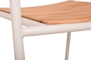 Vorschaubild Garden Pleasure Gartenmöbel Set CARMEL, Tisch 150 x 90 + 4 Stapelsessel, Stahl Weiß / Teak / Rope