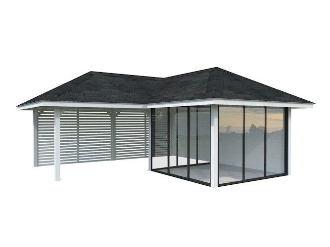 Palmako Pavillon Bianca 24,9 m² Set 511 Slide Plus mit Isolierglas-Schiebetüren