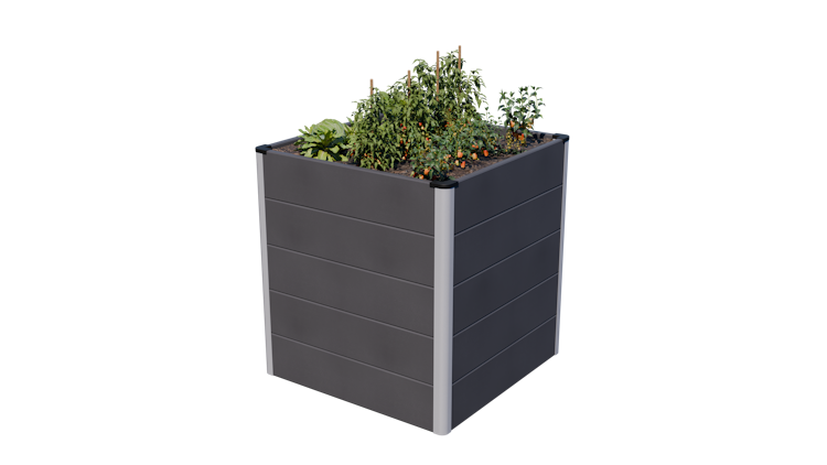 GroJa Solid Stecksystem Hochbeet Cube 70 x 70 x 75 cm Anthrazitgrau