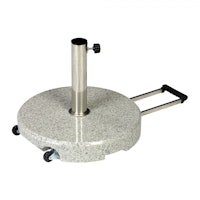 Delschen Runder Schirmständer mit Rollen & Komfort-Handgriff, Edelstahl-Rohr Ø 25-55 mm, 40 kg, Granit Grau - Abverkauf
