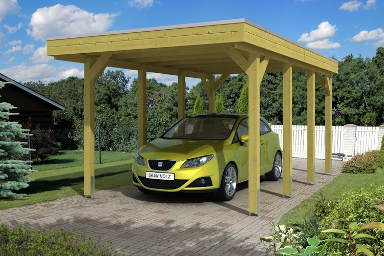 Skan Holz Friesland - Flachdach Einzelcarport Profil - Breite 314 cm Nadelholz
