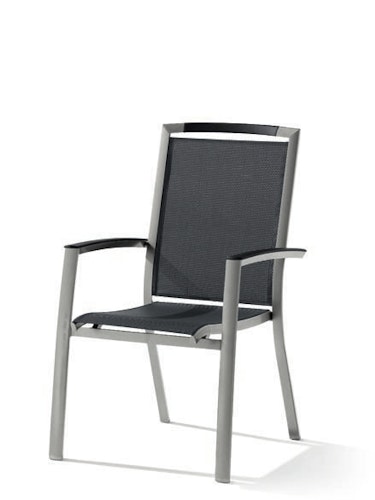 Sieger Stapelsessel TRENTO, Aluminium Graphit / Textilux Grau - Abverkauf 