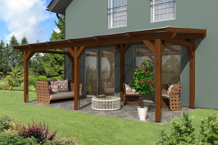 Skan Holz Siena aus Leimholz mit Mittelpfosten Breite 648 cm freistehende Terrassenüberdachung