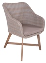 Vorschaubild Garden Pleasure Gartenmöbel Set FREMONT / OAKLAND, Tisch Ø 110 + 4 Sessel, Akazie / Polyrattan Zimtbraun / Kissen 100 % Polyester Taupe