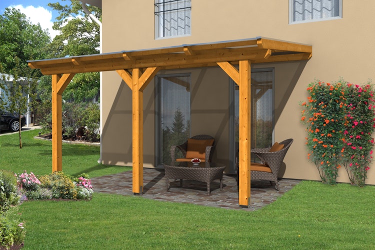 Skan Holz Terrassenüberdachung Andria mit Mittelpfosten Breite 434 cm