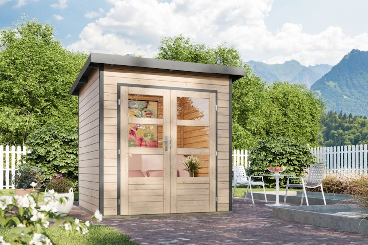 Karibu Metall-Holzgartenhaus Hybridhaus Pluto A/B - 28 mm/0,5 mm