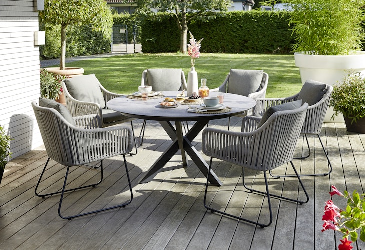 Diamond Garden Stuhl KRETA, Edelstahl Dunkelgrau / Rope / Sunproof (100 % Polypropylen)