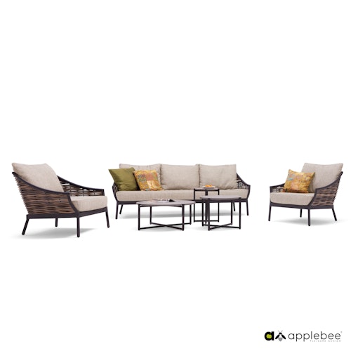 B-Ware Apple Bee Kaffeetisch SOUL Ø 74 cm, Aluminium Schwarz / Leichtbeton Lava,