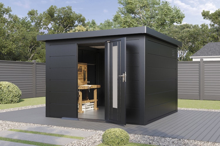 Wolff Finnhaus Premium Metall Gartenhaus Hakon 3030 Anthrazit