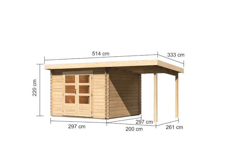 Karibu Woodfeeling Gartenhaus Bastrup 5 naturbelassen - 28 mm