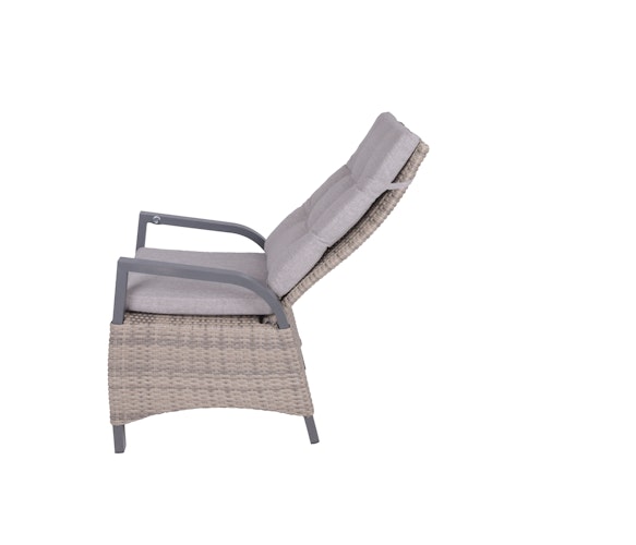 Garden Pleasure Gartenmöbel Set DIJON / AMELIA, Tisch 200 x 100 + 6 Hochlehner, Aluminium Anthrazit / Polyrattan Champagner / Kissen 100 % Polyester Creme