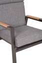 Vorschaubild Garden Pleasure Gartenmöbel Set BARLETTA, Tisch 180 x 91 + 4 Stapelsessel, Alu Anthrazit / Nonwood Holz-Optik / Kissen 100 % Polyester