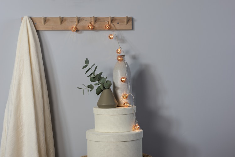 Konstsmide Weihnachtsbeleuchtung  LED Dekolichterkette kupferfarben Metallbälle