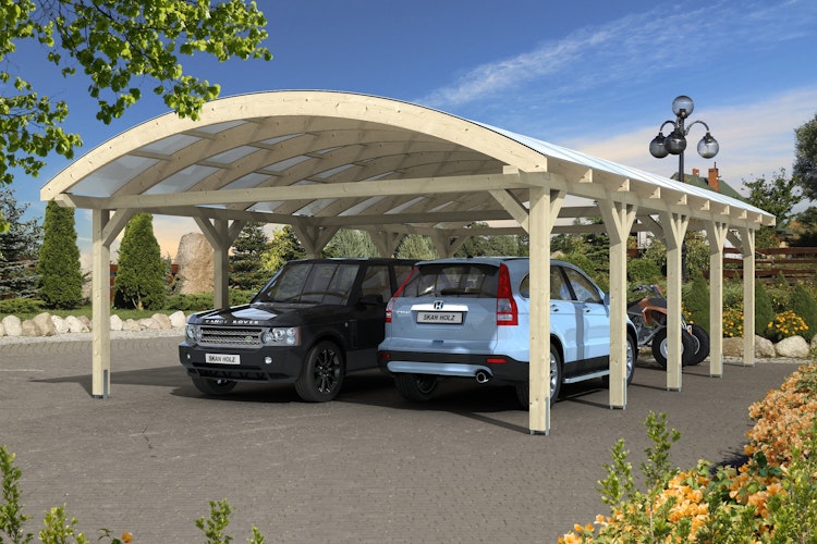 Skan Holz Franken - Bogendach Doppelcarport aus Leimholz Breite 635 cm
