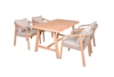 Vorschaubild Garden Pleasure Gartenmöbel Set BOGOTA, Tisch 150 x 85 + 4 Sessel, Akazie / Rope Hellgrau / Kissen 100 % Polyester Hellgrau