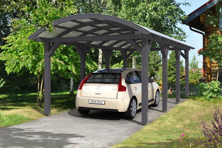 Skan Holz Franken - Bogendach Einzelcarport aus Leimholz Breite 376 cm